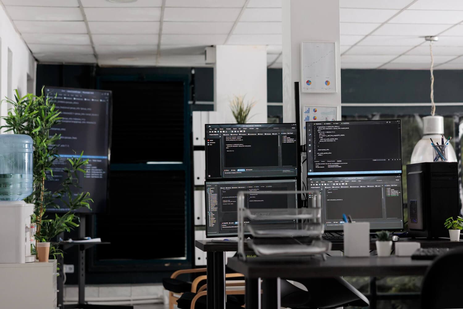 Engineering team collaborating in an open office